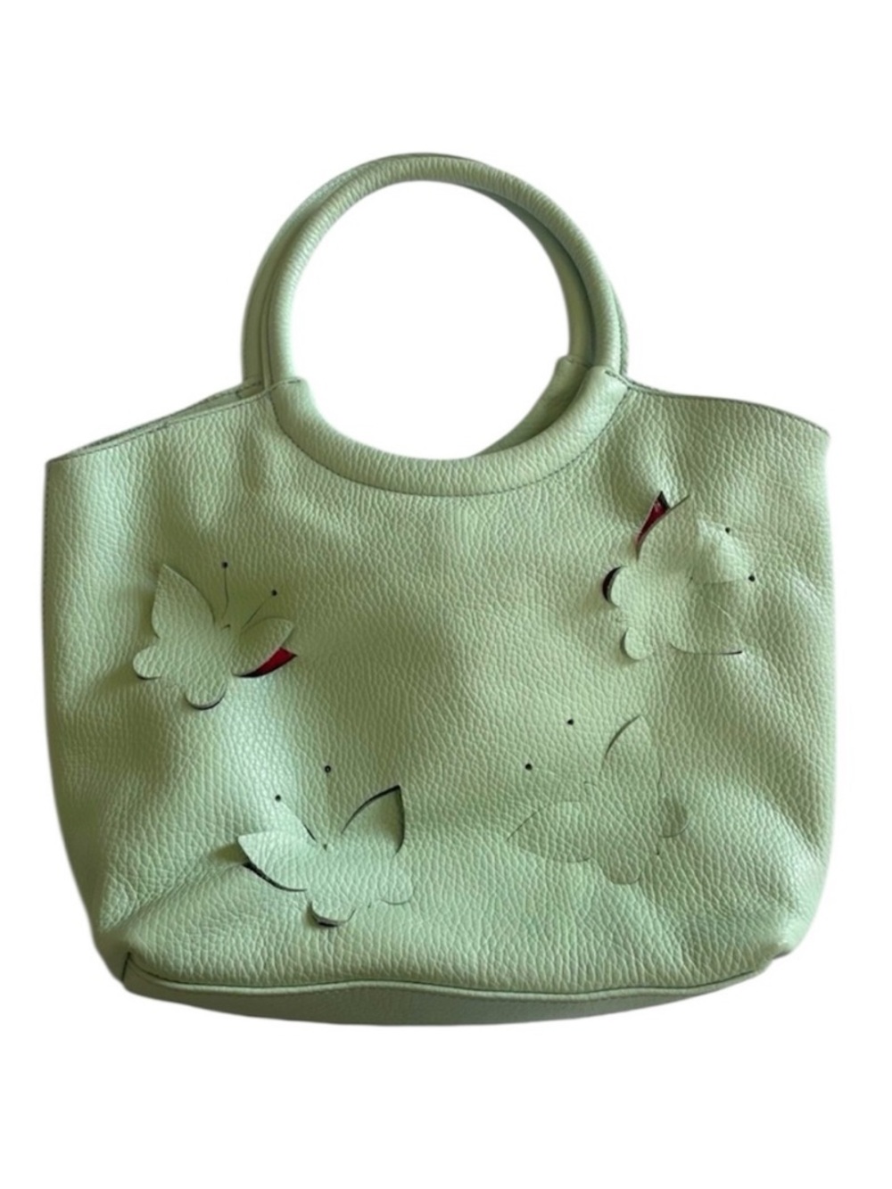 Claudia Firenze Butterfly 🦋 Pebbled Leather Pale Mint Green Tote Bag